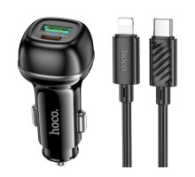 Автомобільний Зарядний Пристрій Hoco Z58A 1USB-A QC18W/1USB-C PD30W Total 48W+Type-C to Lightning