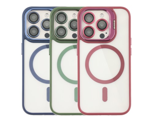 Чохол TPU+PC+Metal Stand Case with MagSafe and Camera Lenses для iPhone 15 Pro Max
