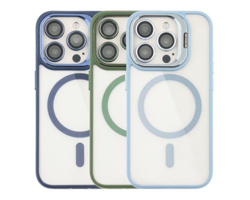 Чохол TPU+PC+Metal Stand Case with MagSafe and Camera Lenses для iPhone 14 Pro Max