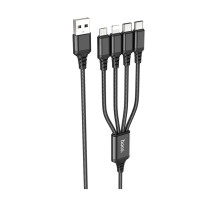 Кабель USB Hoco X76 4-in-1 IP+2Type-C+Micro 2A