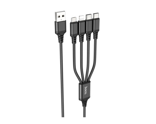 Кабель USB Hoco X76 4-in-1 IP+2Type-C+Micro 2A