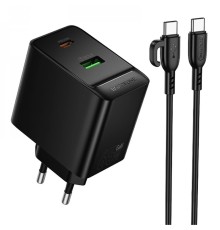 Мережевий Зарядний Пристрій Borofone BAS17A 1USB-C/1USB PD/QC 65W GAN+Type-C to Type-C
