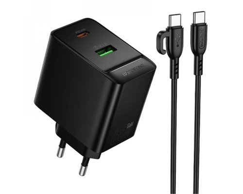 Мережевий Зарядний Пристрій Borofone BAS17A 1USB-C/1USB PD/QC 65W GAN+Type-C to Type-C