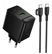 Мережевий Зарядний Пристрій Borofone BAS16A 1USB-C/1USB QC/PD 45W GAN+Type-C to Type-C