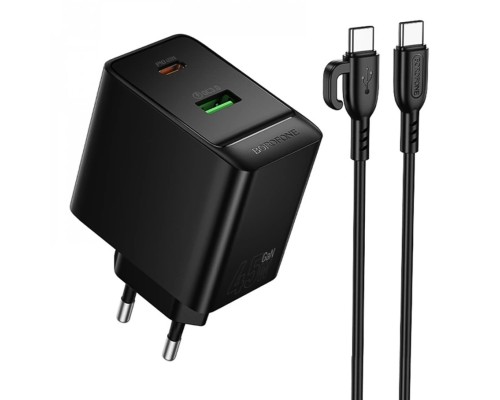 Мережевий Зарядний Пристрій Borofone BAS16A 1USB-C/1USB QC/PD 45W GAN+Type-C to Type-C