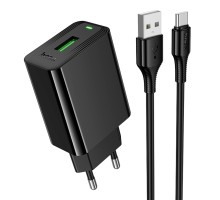 Мережевий Зарядний Пристрій Hoco CS92A 1USB QC 18W+USB to Type-C