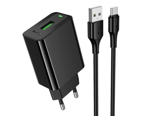 Мережевий Зарядний Пристрій Hoco CS92A 1USB QC 18W+USB to Type-C