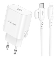 Мережевий Зарядний Пристрій Borofone BA82A 1USB-C PD/QC 25W+Type-C to Lightning
