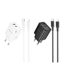 Мережевий Зарядний Пристрій Borofone BA83A 1USB-C/1USB PD/QC 20W+Type-C to Lightning