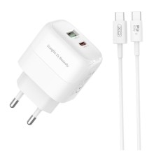 Мережевий Зарядний Пристрій XO L137 1USB-C/1USB PD/QC 20W+Type-C to Type-C New Logo