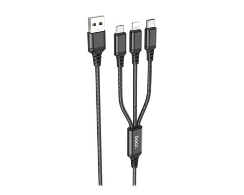 Кабель USB Hoco X76 3-in-1 IP+Type-C+Micro 2A