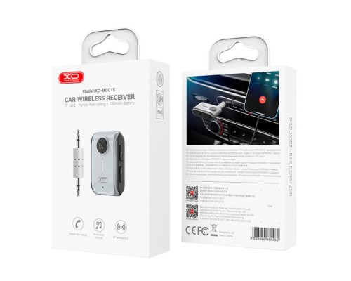 FM-трансмітер XO BCC15 AUX Receiver/Bluetooth 5.3/TF/Battery 120mAh