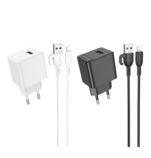 Мережевий Зарядний Пристрій Borofone BAS11A 1USB 2.1A+USB to Lightning