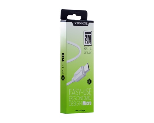 Кабель USB Borofone BX14 Micro 2m М'ята упаковка