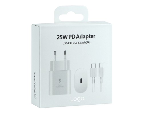 Мережевий Зарядний Пристрій для Samsung 1USB-C QC/PD25W+Type-C to Type-C 1:1 Мят.упак.