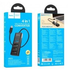 Хаб USB Hoco HB25 Easy mix 4-in-1 converter(Type-C to USB3.0+USB2.0*3)