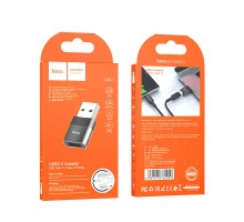 Перехідник Hoco UA17 USB Male to Type-C female USB2.0 adapter 