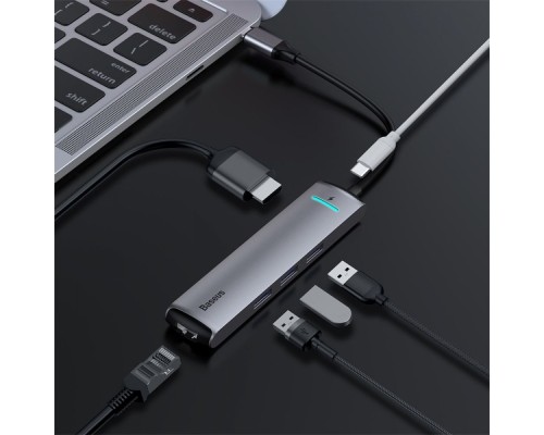 Хаб Baseus PD to 3USB / HDMI 4K / LAN CAHUB-J Хаб Baseus PD to 3USB / HDMI 4K / LAN CAHUB-J