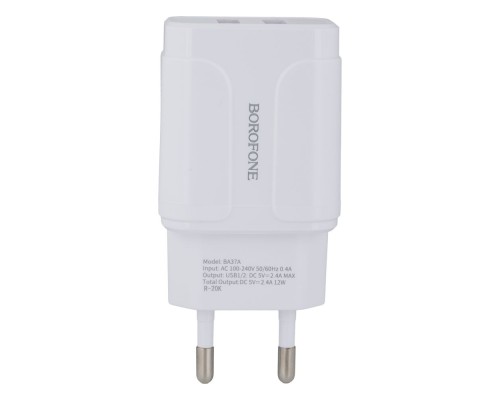 Мережевий Зарядний Пристрій Borofone BA37A Micro 2USB 2.4A 