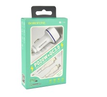 Автомобільний Зарядний Пристрій Borofone BZ14A PD20W+QC3.0 Type-C to Type-C 3A 
