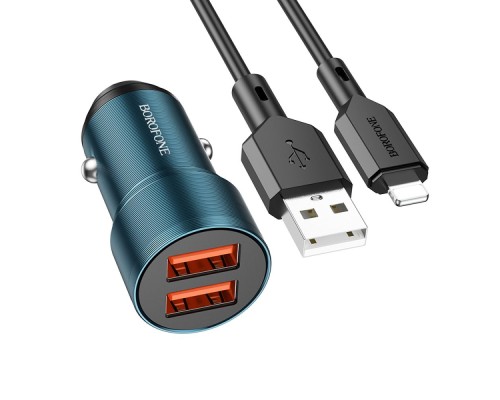 Автомобільний Зарядний Пристрій Borofone BZ19 Wisdom Lightning 2.4A 
