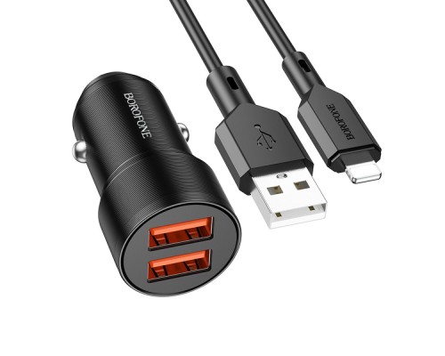 Автомобільний Зарядний Пристрій Borofone BZ19 Wisdom Lightning 2.4A 