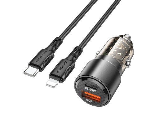 Автомобільний Зарядний Пристрій Borofone BZ20A Smart 83W dual port PD65W+QC18W Type-C to Lightning Автомобільний Зарядний Пристрій Borofone BZ20A Smart 83W dual port PD65W+QC18W Type-C to Lightning