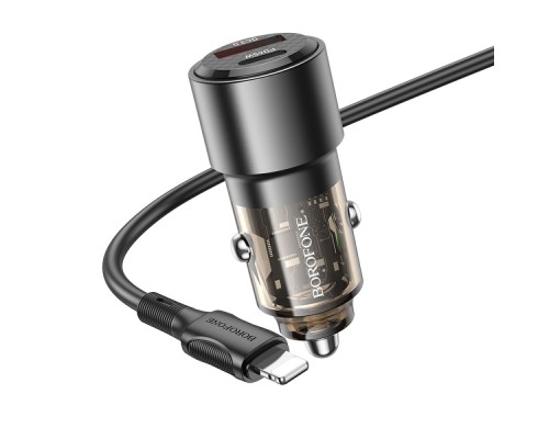 Автомобільний Зарядний Пристрій Borofone BZ20A Smart 83W dual port PD65W+QC18W Type-C to Lightning Автомобільний Зарядний Пристрій Borofone BZ20A Smart 83W dual port PD65W+QC18W Type-C to Lightning