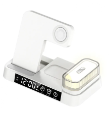 Бездротовий Зарядний Пристрій JJT-A37 5in1+Lamp/Alarm Clock 30W IP version