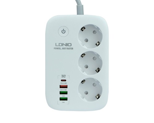 Мережевий Подовжувач LDNIO SEW3452 3 ports / PD / 3USB/ 1 QC 3.0 / 1 Type-C / WiFi Мережевий Подовжувач LDNIO SEW3452 3 ports / PD / 3USB/ 1 QC 3.0 / 1 Type-C / WiFi