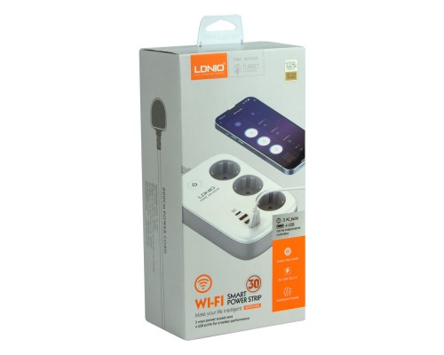 Мережевий Подовжувач LDNIO SEW3452 3 ports / PD / 3USB/ 1 QC 3.0 / 1 Type-C / WiFi Мережевий Подовжувач LDNIO SEW3452 3 ports / PD / 3USB/ 1 QC 3.0 / 1 Type-C / WiFi