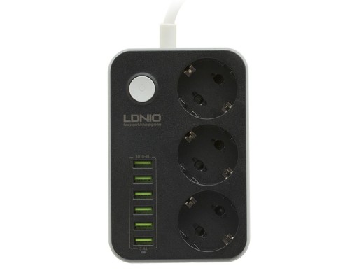 Мережевий Подовжувач LDNIO SE3631 6USB 3.4A / 3 Socket 