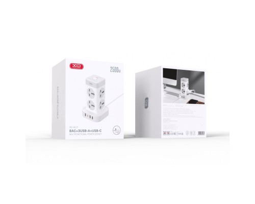 Мережевий Подовжувач XO WL21 Tower Shaped 8AC socket+3USB-A+1USB-C 2m М'ят.упак. Мережевий Подовжувач XO WL21 Tower Shaped 8AC socket+3USB-A+1USB-C 2m М'ят.упак.