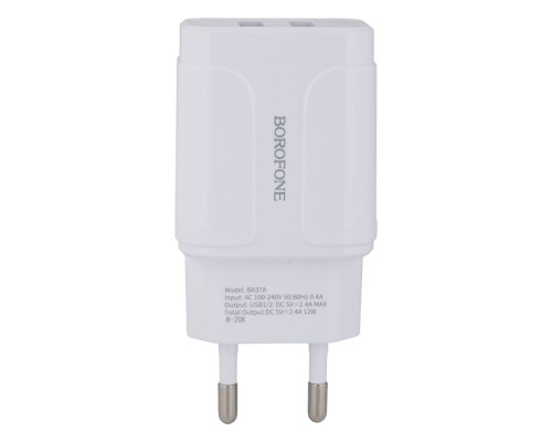 Мережевий Зарядний Пристрій Borofone BA37A Type-C 2USB 2.4A 