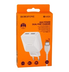 Мережевий Зарядний Пристрій Borofone BA45A Type-C 2,4A
