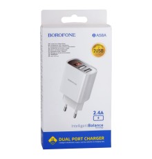 Мережевий Зарядний Пристрій Borofone BA58A Digital Display 2USB 2.4A