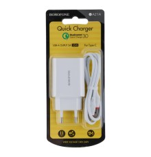 Мережевий Зарядний Пристрій Borofone BA21A QC 3.0A 18W Type-C