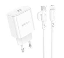 Мережевий Зарядний Пристрій Borofone BA81A 1USB-C PD/QC 20W+Type-C to Lightning 