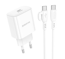 Мережевий Зарядний Пристрій Borofone BA81A 1USB-C PD/QC 20W+Type-C to Type-C 