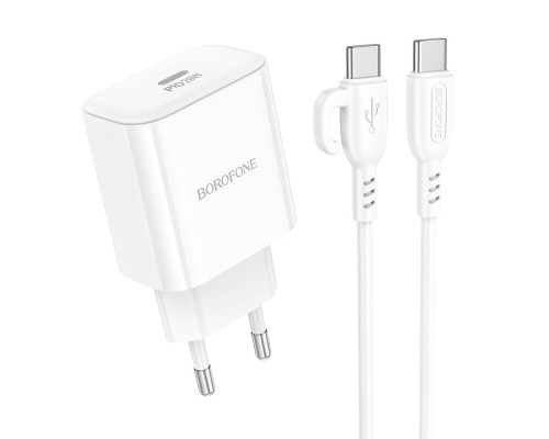 Мережевий Зарядний Пристрій Borofone BA81A 1USB-C PD/QC 20W+Type-C to Type-C Мережевий Зарядний Пристрій Borofone BA81A 1USB-C PD/QC 20W+Type-C to Type-C