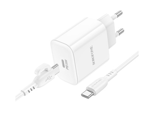 Мережевий Зарядний Пристрій Borofone BA81A 1USB-C PD/QC 20W+Type-C to Type-C Мережевий Зарядний Пристрій Borofone BA81A 1USB-C PD/QC 20W+Type-C to Type-C