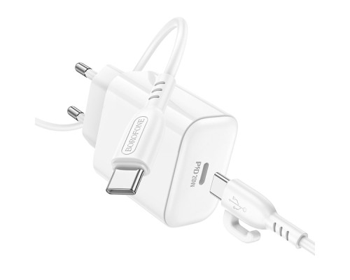 Мережевий Зарядний Пристрій Borofone BA81A 1USB-C PD/QC 20W+Type-C to Type-C Мережевий Зарядний Пристрій Borofone BA81A 1USB-C PD/QC 20W+Type-C to Type-C