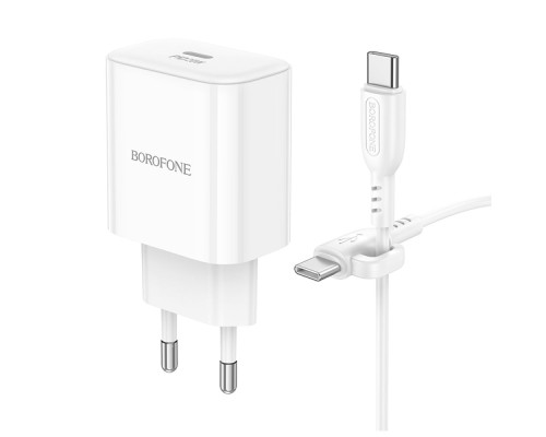 Мережевий Зарядний Пристрій Borofone BA81A 1USB-C PD/QC 20W+Type-C to Type-C Мережевий Зарядний Пристрій Borofone BA81A 1USB-C PD/QC 20W+Type-C to Type-C