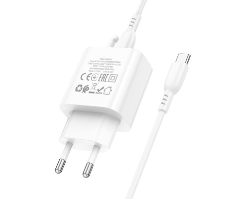 Мережевий Зарядний Пристрій Borofone BA81A 1USB-C PD/QC 20W+Type-C to Type-C Мережевий Зарядний Пристрій Borofone BA81A 1USB-C PD/QC 20W+Type-C to Type-C