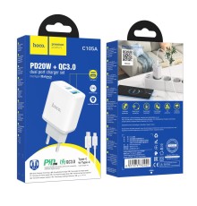Мережевий Зарядний Пристрій Hoco C105A Stage dual port PD20W+QC3.0 Type-C to Type-C