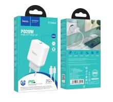 Мережевий Зарядний Пристрій Hoco C104A Stage single port PD20W Type-C to Type-C 