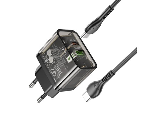 Мережевий Зарядний Пристрій Hoco N34 Dazzling PD20W+QC3.0 Type-C to Type-C 