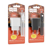 Мережевий Зарядний Пристрій Hoco CS13A 1USB-C PD/QC 20W+Type-C to Type-C 