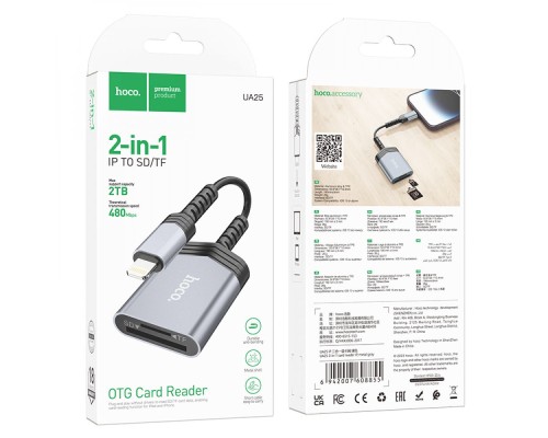 Перехідник Hoco UA25 2-in-1 card reader Lightning Перехідник Hoco UA25 2-in-1 card reader Lightning