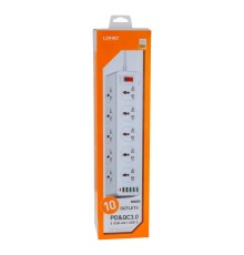 Мережевий Подовжувач LDNIO SC10610 (10 ports / 1PD / 1QC3.0 / 4 USB / 2m) М'ята упаковка